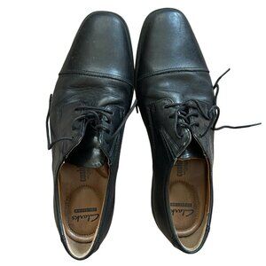 Clarks Collection 15770 Black Leather Cap Toe Oxford Shoe Size 10.5W